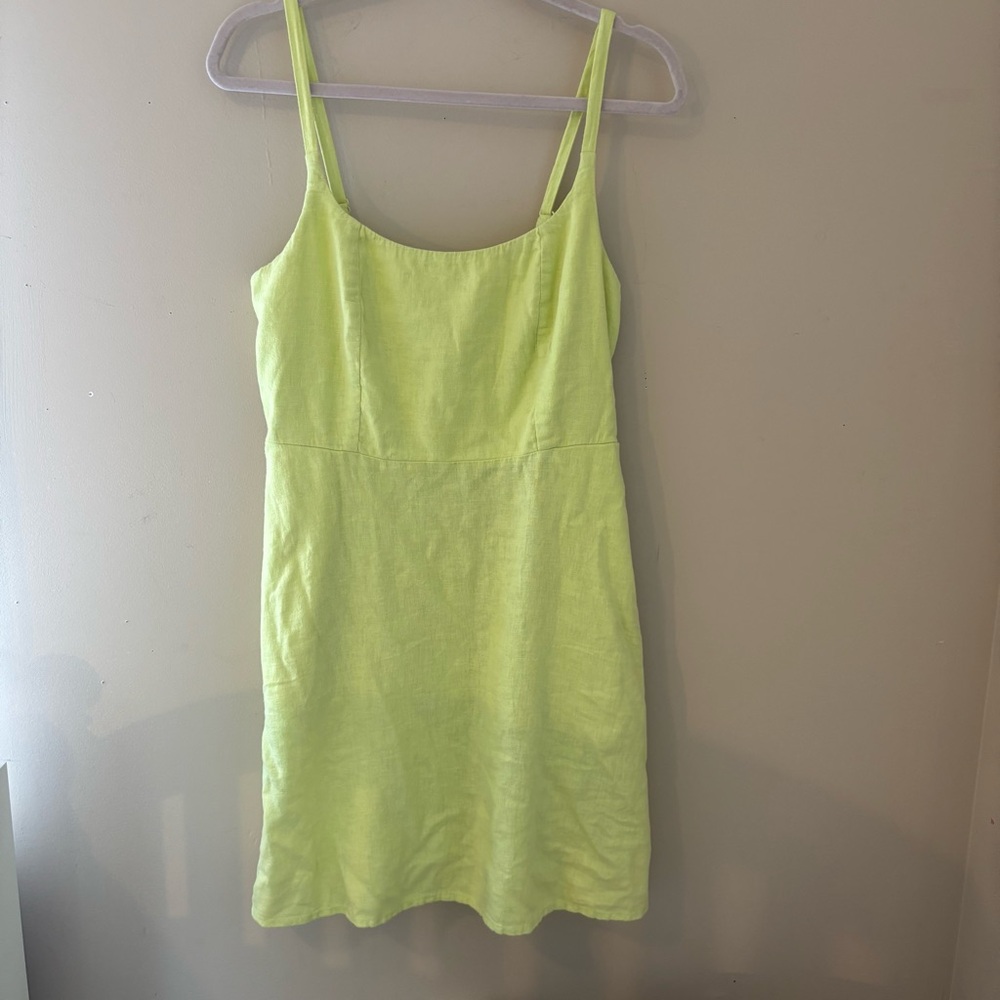 OLD NAVY Lime Green Sleeveless Adjustable Linen Blend Dress